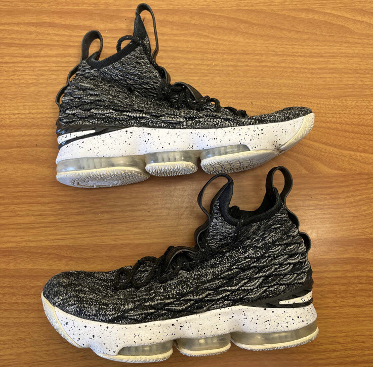 Nike Lebron 15 XV Ashes GS Black White Grey Size 6.5y 6.5 Sneakers