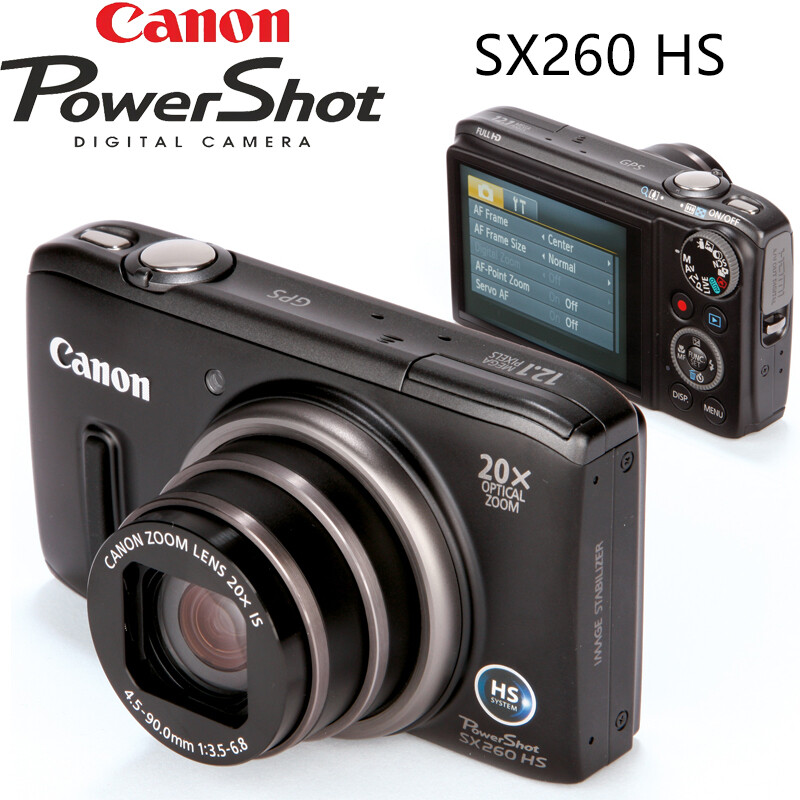 Canon PowerShot SX260 HS 12.1MP Black Digital Camera with 20x Zoom