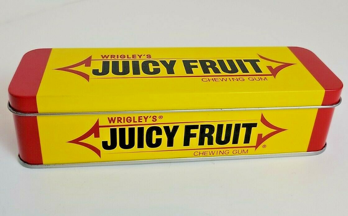 Wrigley's® JUICY FRUIT Chewing Gum Metal Hinged Tin Container