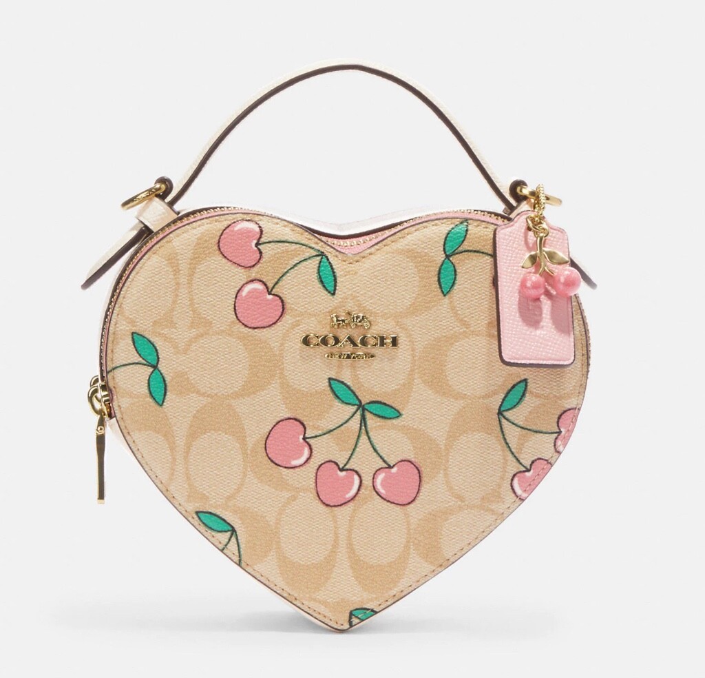 COACH Heart Crossbody In Signature Canvas With Heart Cherry Print