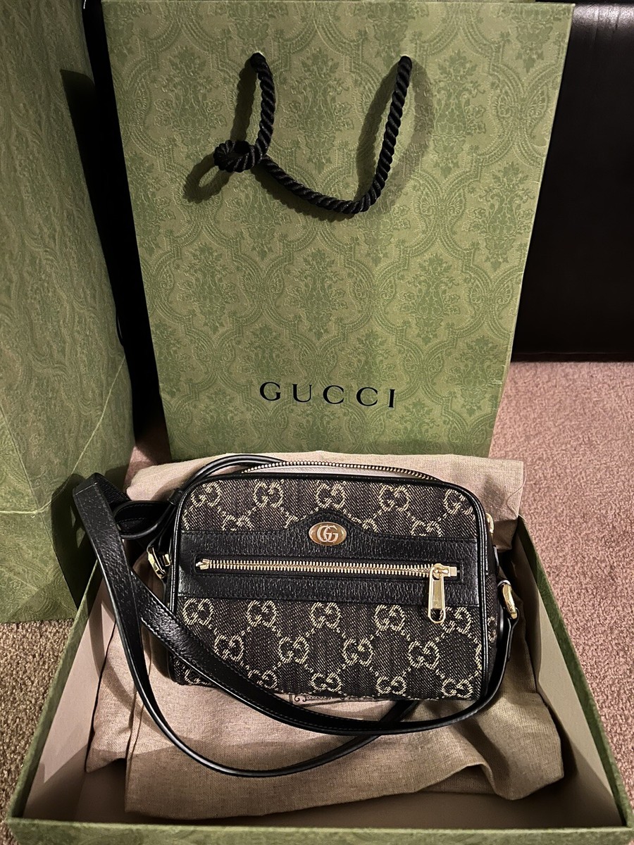 RARE Gucci Vintage Black Denim Ophidia Jacquard Crossbody Bag | eBay