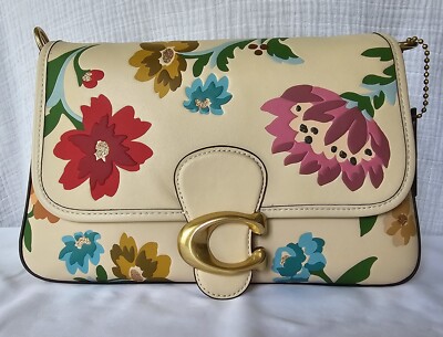 COACH Soft Tabby Shoulder Bag with Floral Bouquet Print - Chalk