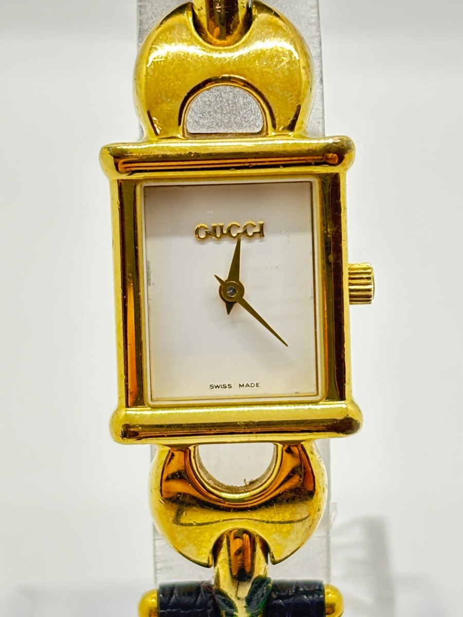 Exc+5] GUCCI 1800L 16mm Women's Quartz Watch White Dial Gold Used