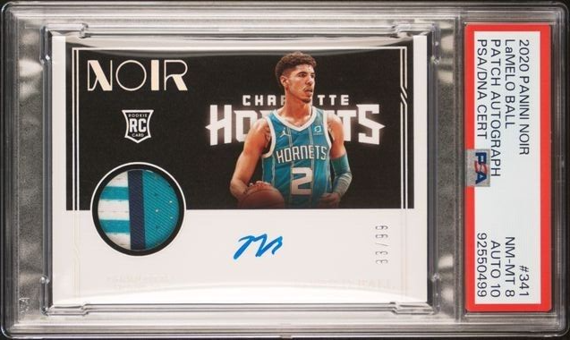 2020-21 Panini Noir Rookie Patch Autograph Lamelo Ball RC #83/99