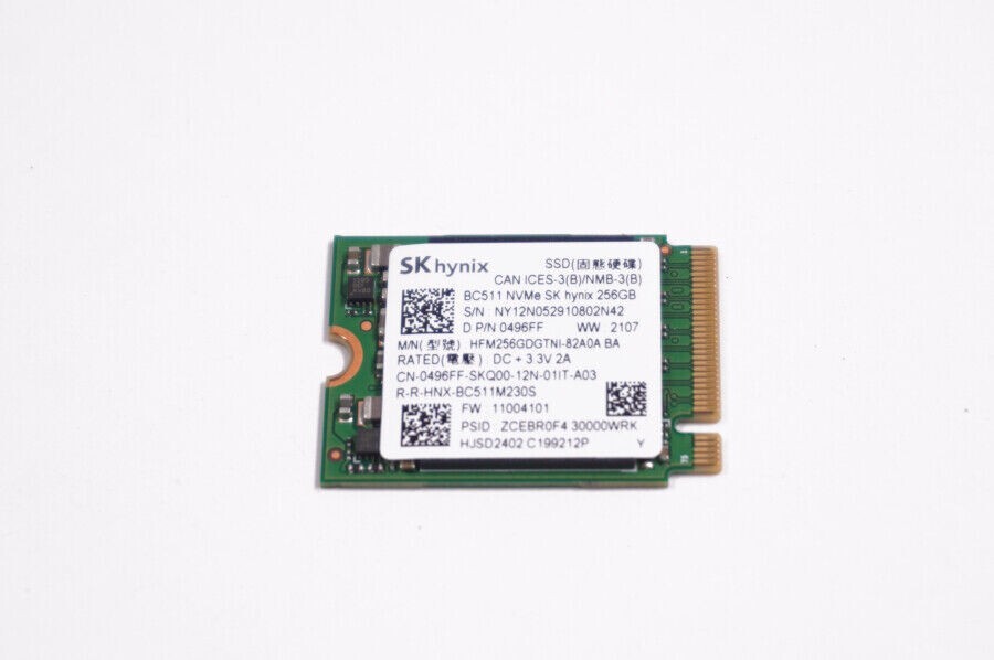 SK HYNIX BC511 256GB NVMe M.2 2230 SSD HFM256GDGTNI-82A0A 0496FF