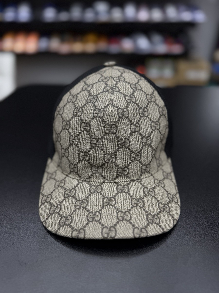 Authentic GUCCI Leather BASEBALL CAP HAT Size Medium(58) Monogram