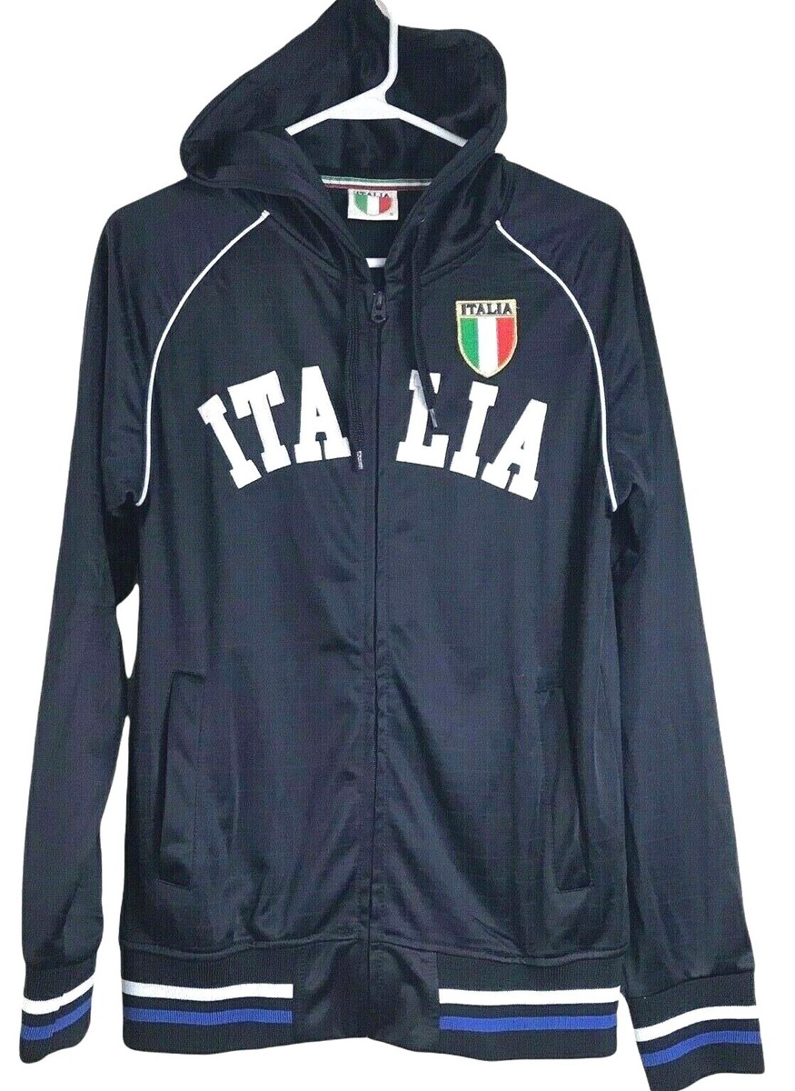 ITALIA Zip Hood Track Check Jacket Adult S Embroidered Football