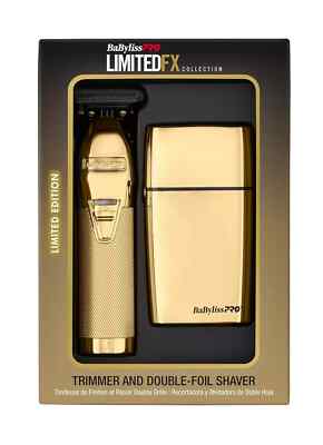 BaByliss PRO LimitedFX Gold Trimmer & Double Foil Shaver Prepack