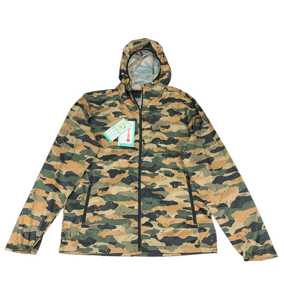 Marmot Mens Brooklyn Air Camo Lightweight Windbreaker Jacket Brown