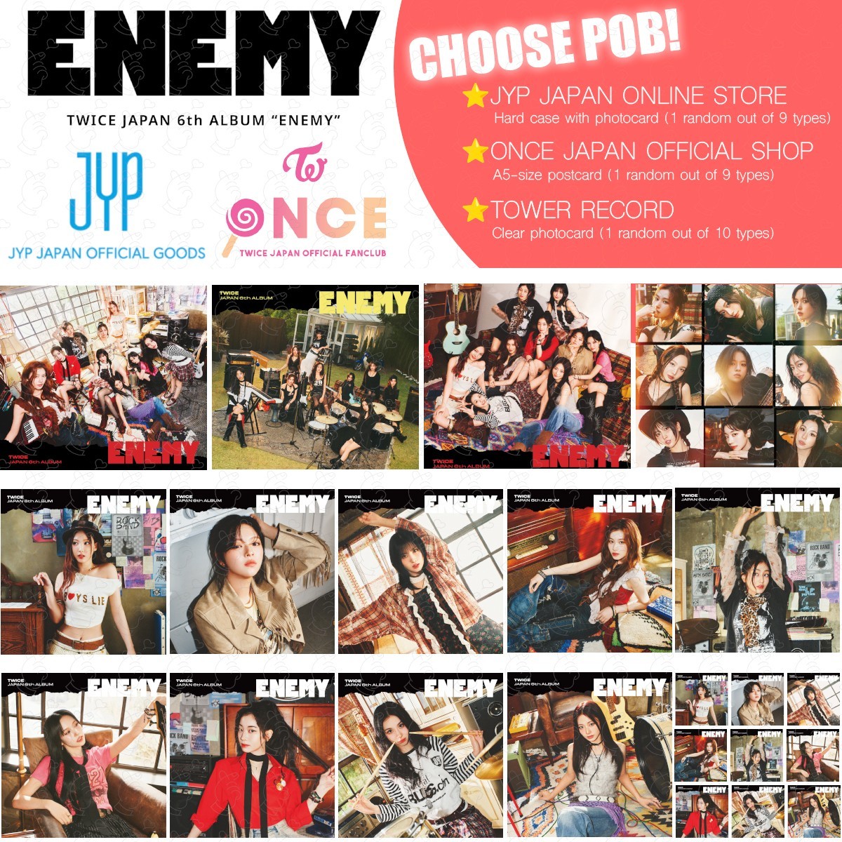 TWICE JAPAN ALBUM ENEMY ALL TYPE SEALED CD ONCE JAPAN SOLO CD JYP