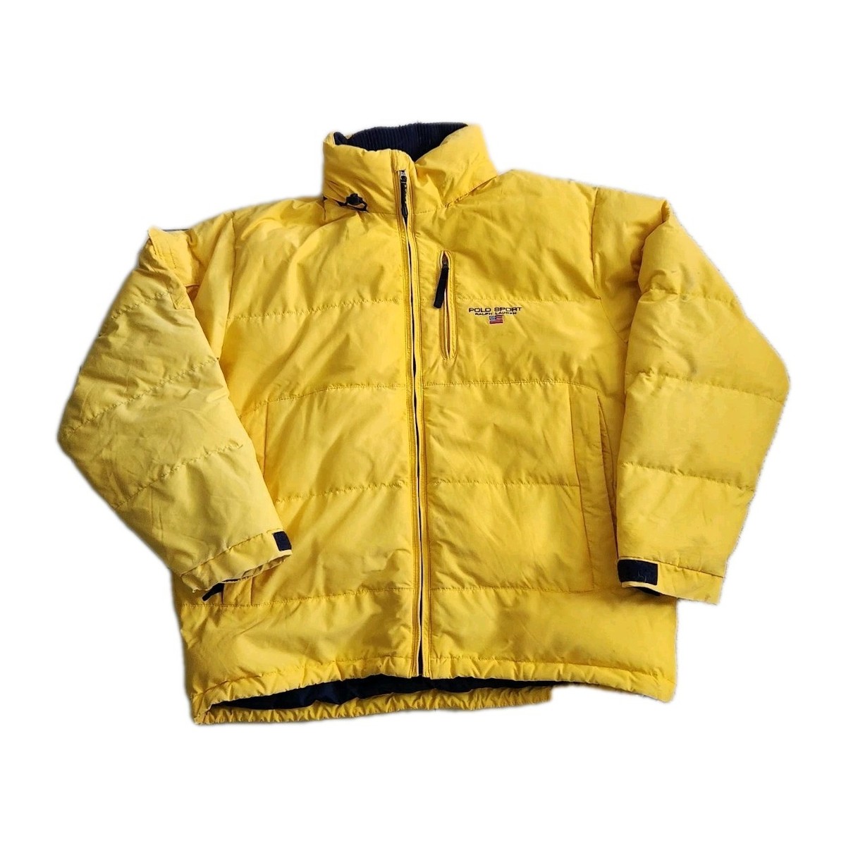 Vintage 90s Polo Jeans Ralph Lauren Down Puffer Jacket Yellow XL