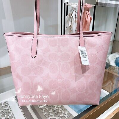 Nwt Coach City Tote Bag In Signature Canvas powder pink CAL49 | eBay