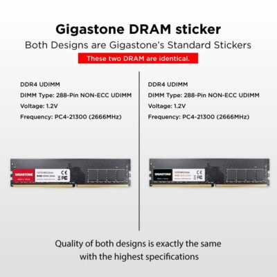 Gigastone DDR4 16GB (8GBx2) 2666MHz PC4-21300 CL19 1.2V UDIMM 288