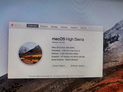 Apple iMac 21.5-inch Desktop A1311 3.06GHz Core i3 4GB RAM 500GB