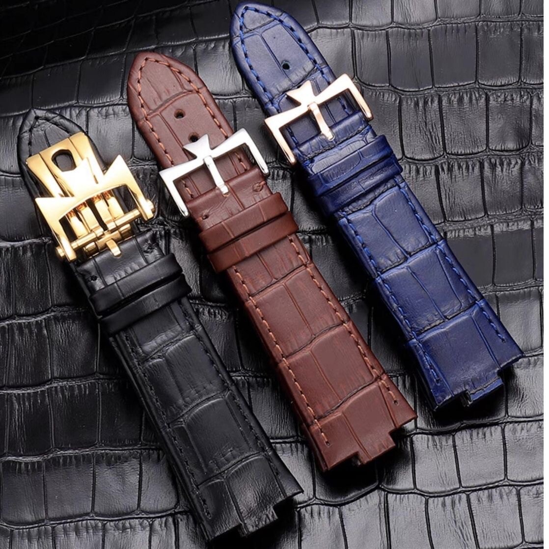 25x7 mm Blue Leather Strap/Band fit Vacheron Constantin watch