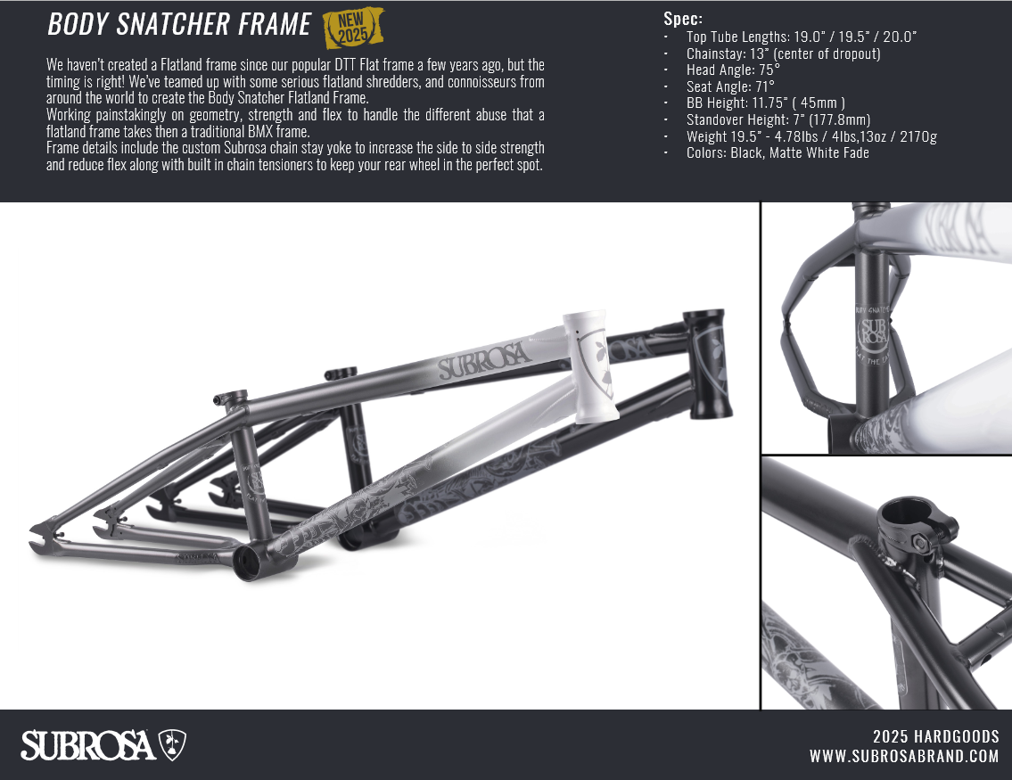 SUBROSA BODY SNATCHER BMX FLATLAND FRAME 19