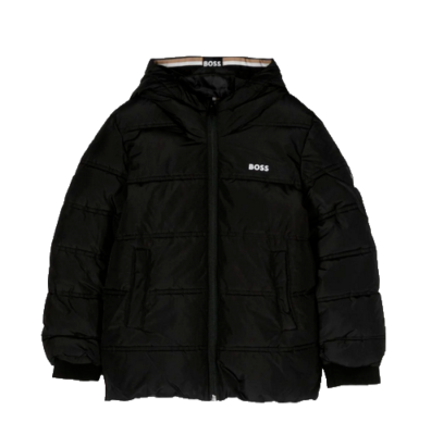 HUGO BOSS KIDS BLACK HUGO BOSS PUFFER JACKET J26518 09B | eBay