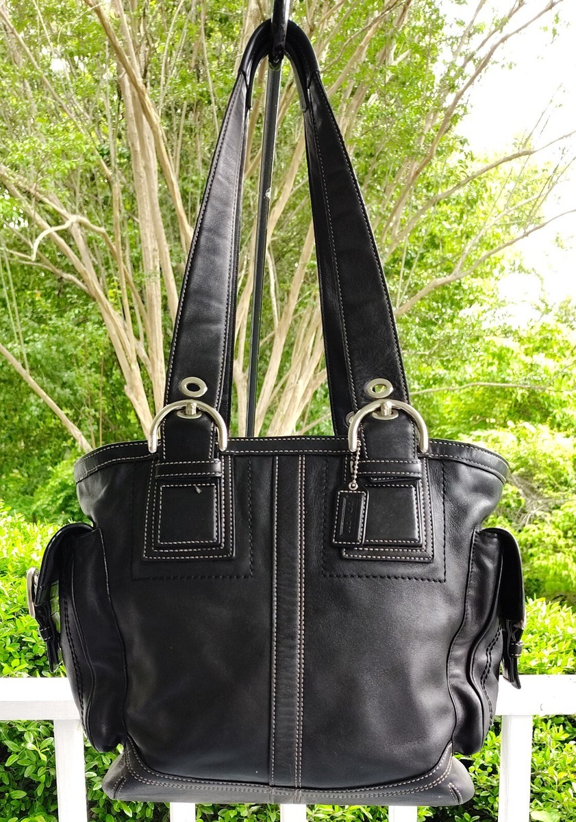 COACH LARGE 10037 Soho Y2K Black Leather Tote/Shoulder Bag | eBay