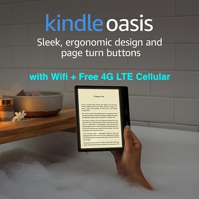 NEW Kindle Oasis Waterproof eReader 7” WiFi + Free 4G LTE CELLULAR