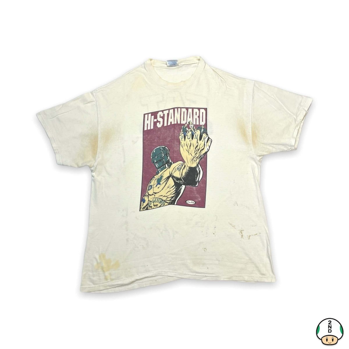 Vintage 90s Hi Standard T Shirt Mens White XL Thrashed Punk