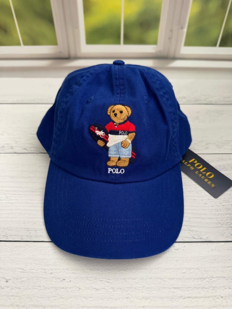 NWT Polo Ralph Lauren Men's Polo Bear Chino Baseball Cap Hat Blue