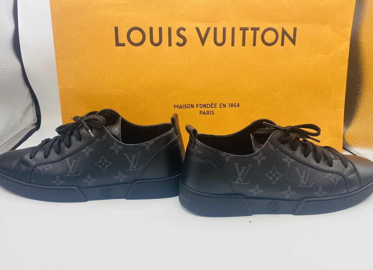 Louis Vuitton Sneakers LV Print Black Leather,Ankle,Flats,1126