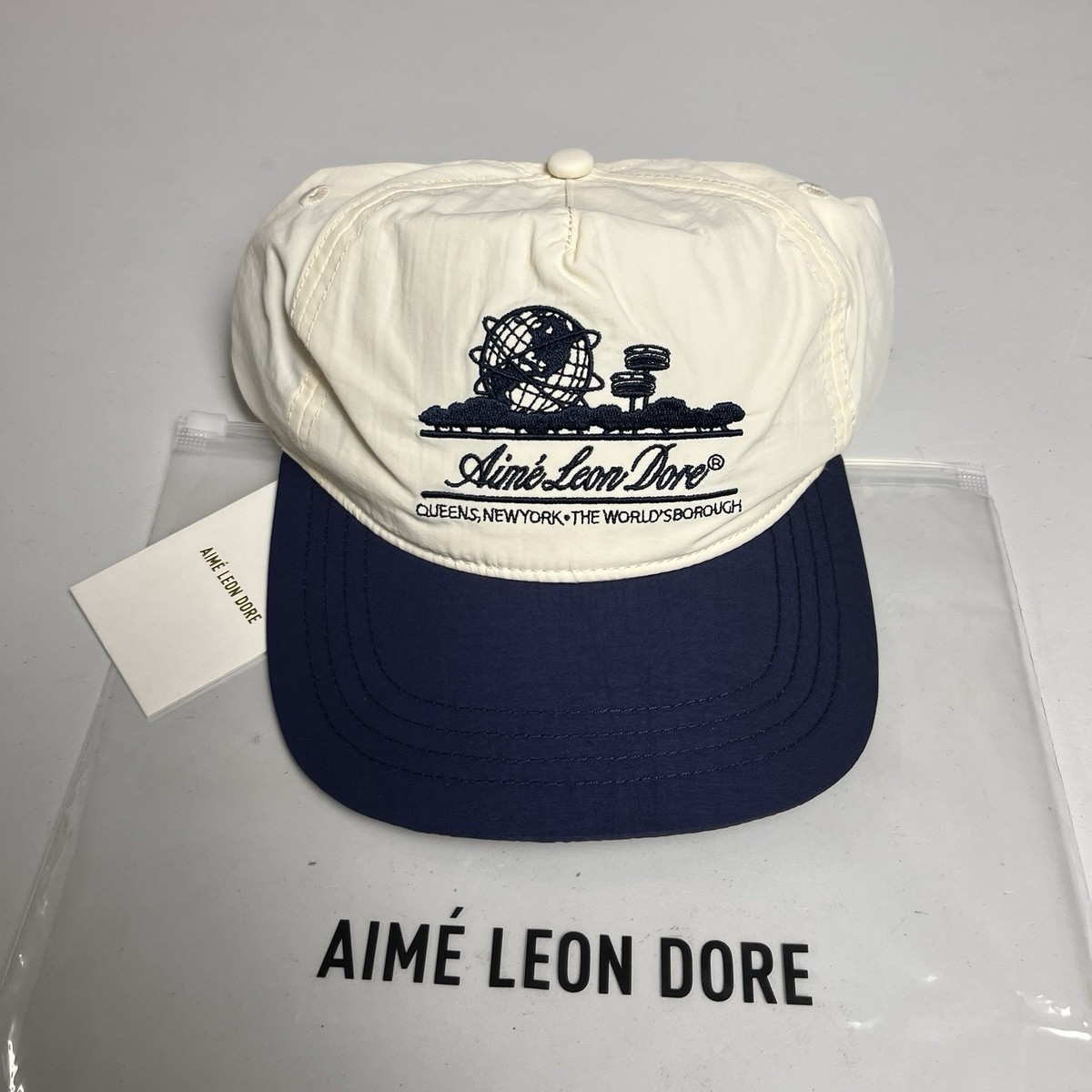 Aime Leon Dore Unisphere Hat Pristine White Navy Snapback Summer
