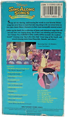 Disney Sing Along Songs Song of the South Zip-A-Dee-Doo-Dah Volume