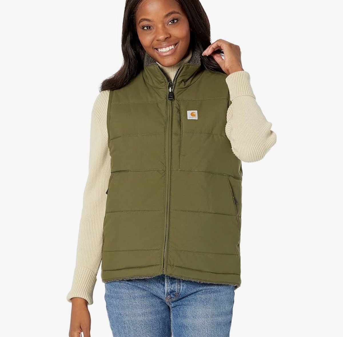 Carhartt Montana Insulated Green Vest Reversible Sherpa Women's