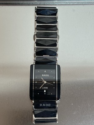 RADO Jubile Black Ceramic & Silver Watch w/ Diamonds & Tungsten