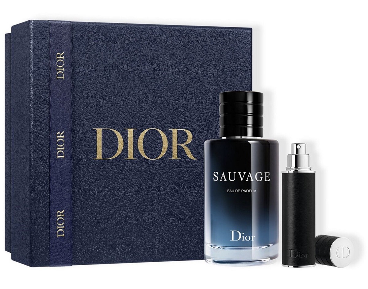 DIOR Sauvage 2 PCs Gift Set EDP Spray 3.4oz / 100ml + Filled