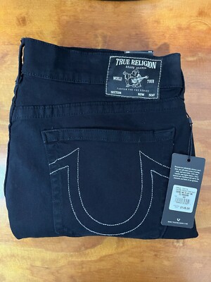 True Religion Geno No Flap Body Rinse Black Relaxed Slim Jeans W40