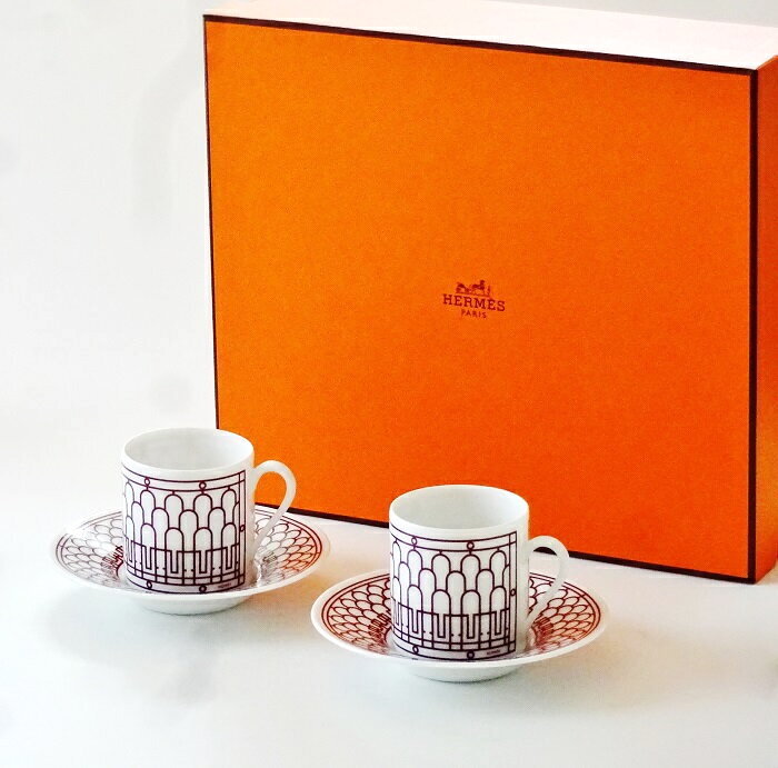Hermes H Deco Demitasse Coffee Cup Saucer Red Tableware 2 set