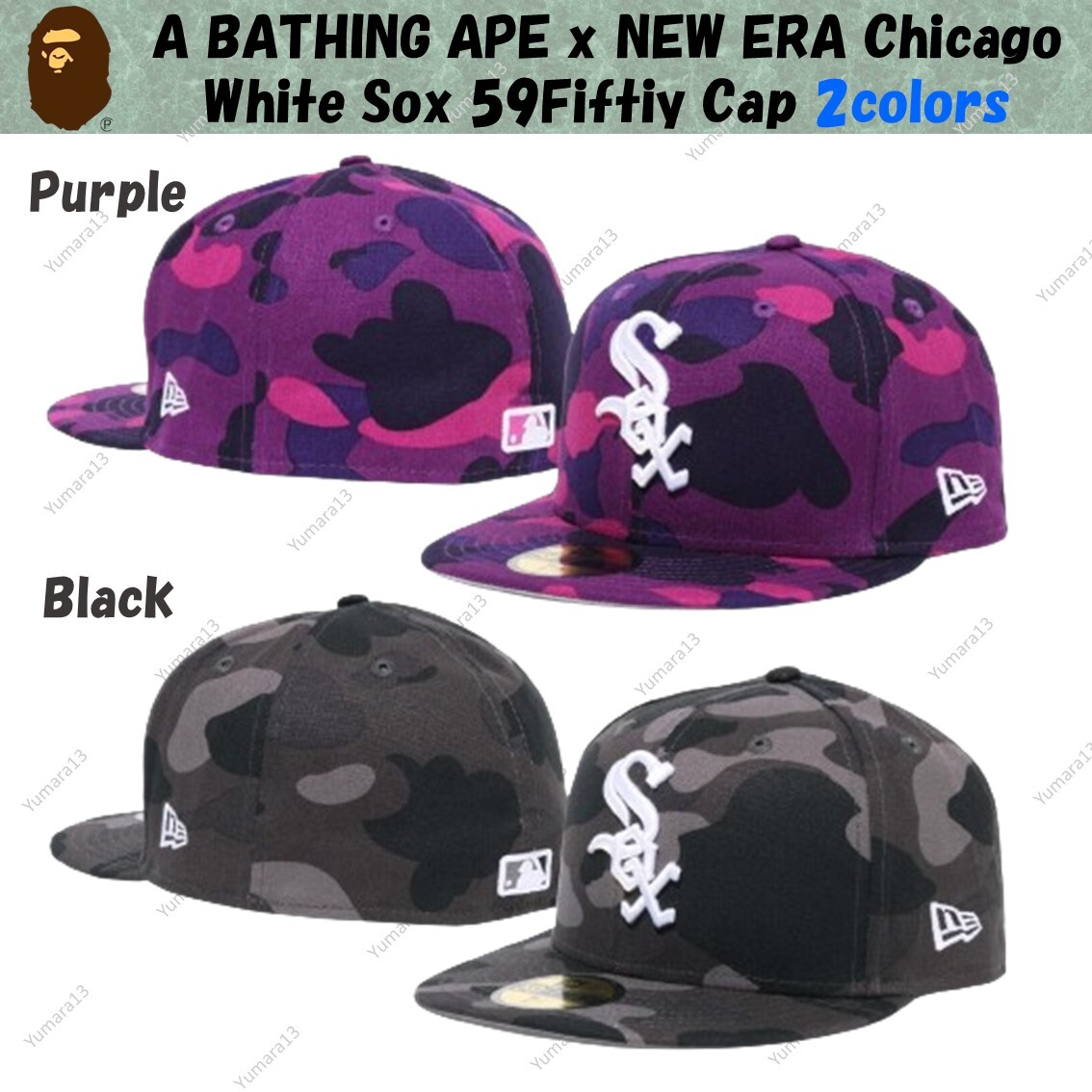 A BATHING APE x NEW ERA Chicago White Sox 59Fiftiy Cap Black