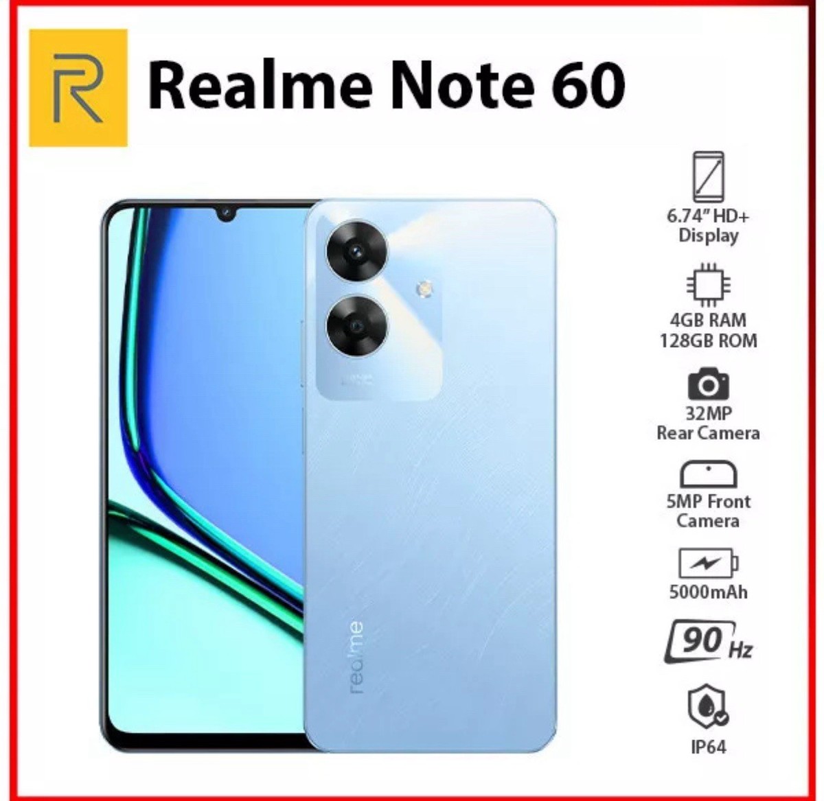 New) Realme Note 60 4GB+128GB BLUE Global Ver. Dual SIM Android