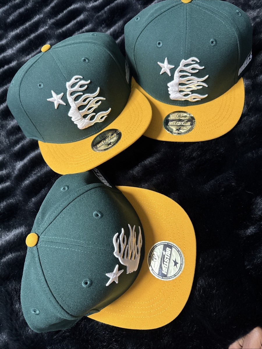 NEW HELLSTAR BASEBALL HAT FITTED GREEN/WHITE /YELLOW SIZE 7 1/2