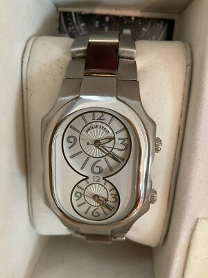 Men's PHILIP STEIN Signature Dual Time Zone Watch; 2-Tone