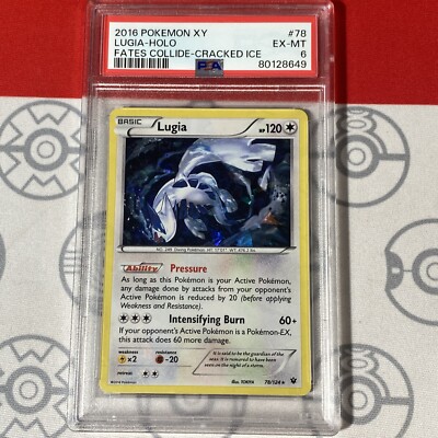 PSA 6 EX/MT Lugia Cracked Ice Holo 78/124 Pokmon 2016 Fates