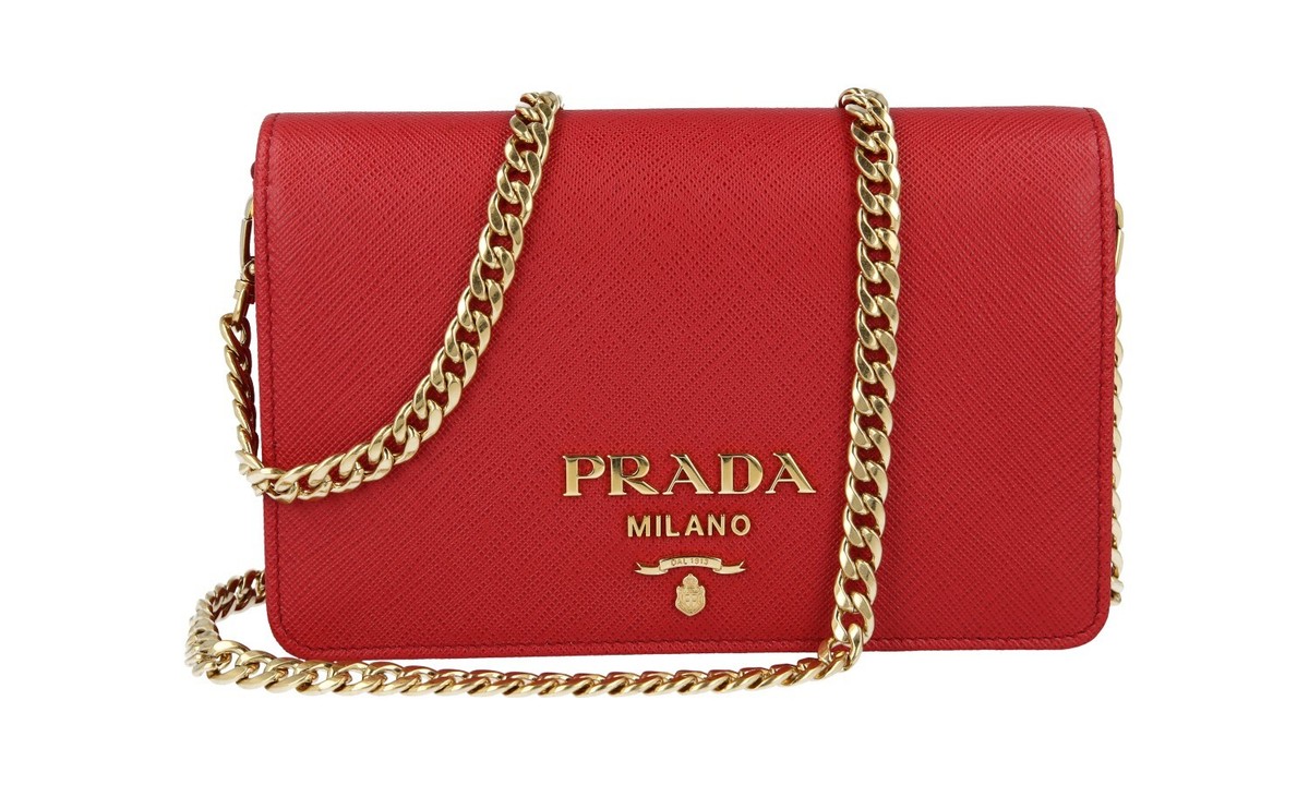 LUXURY PRADA SAFFIANO SHOULDER BAG HANDBAG 1BP006 RED LEATHER NEW