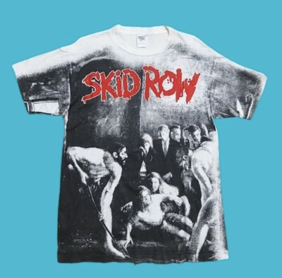 VINTAGE 90s SKID ROW SLAVE TO THE GRIND FULLPRINT TEE SHIRT/size L