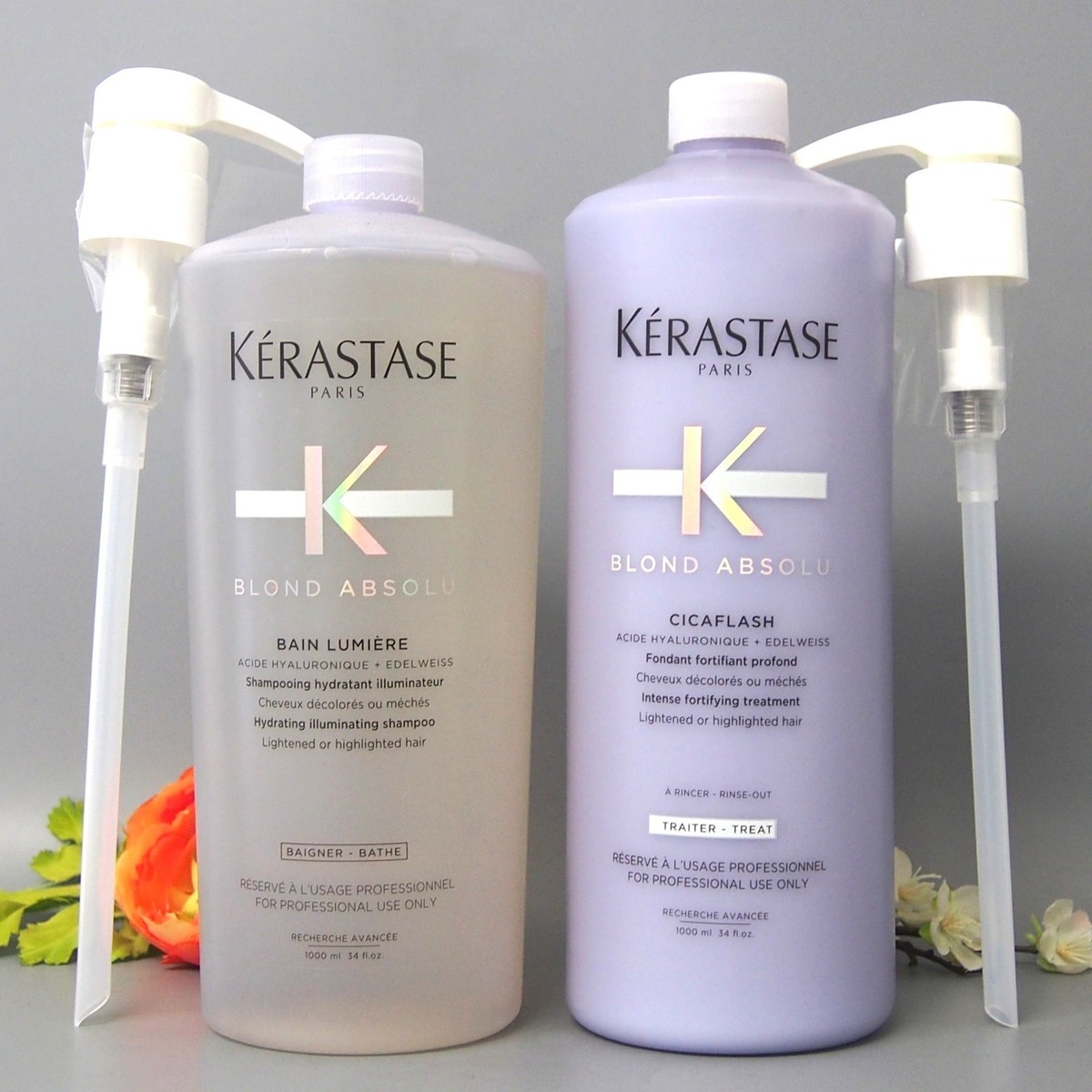 With Pumps Kerastase Blond Absolu Bain Lumiere & Fondant Cicaflash