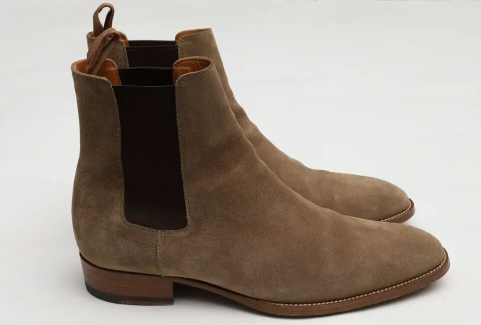 Saint Laurent 'Wyatt' Chelsea Mens Boots Size 40/US 7 in Sigaro