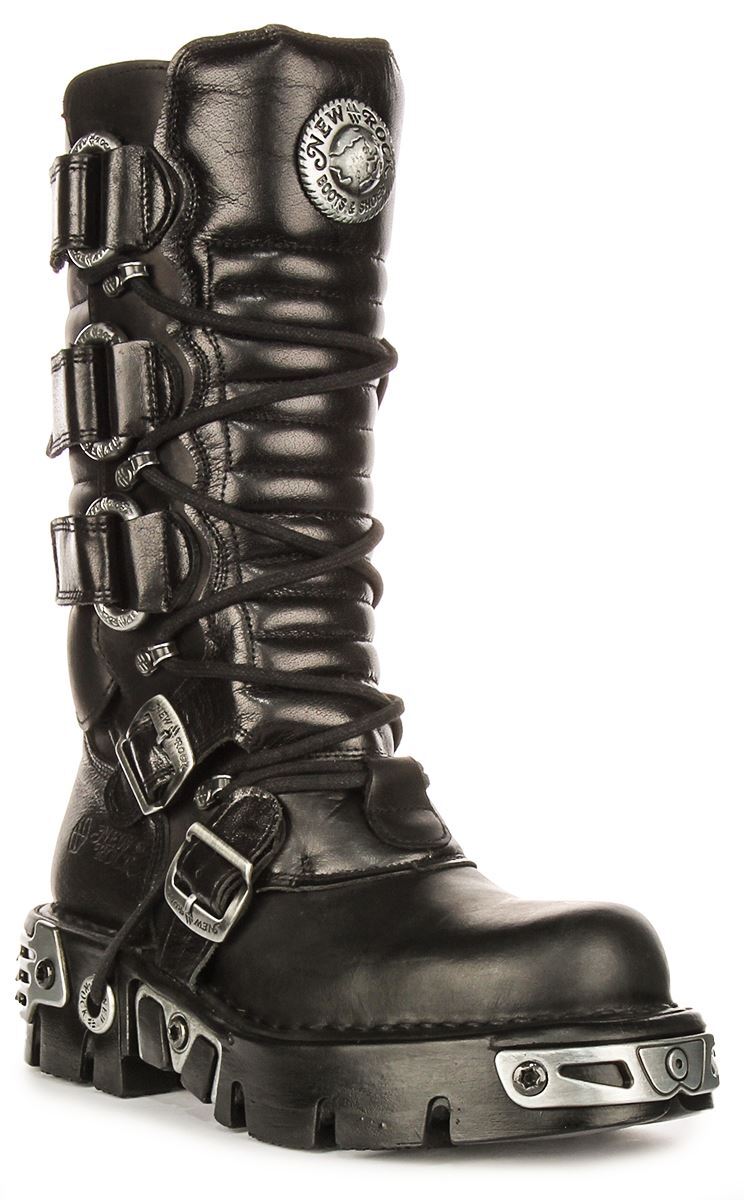 New Rock High Metallic 90s 2 Stap Buckle Platform Womens Boot