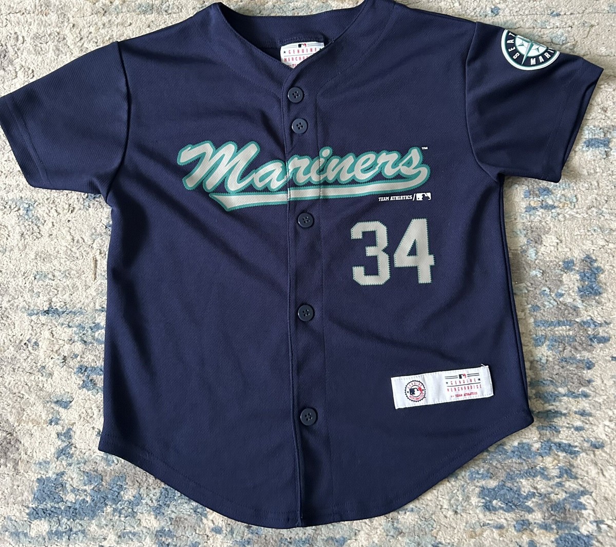 Seattle Mariners MLB #34 Felix Hernandez Replica Navy Blue Jersey