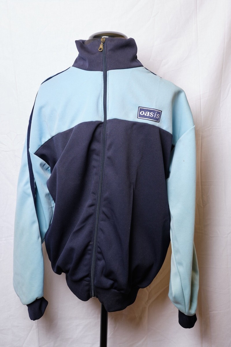 Oasis 1996 vintage two-stripe tracksuit top. Embroidered logo
