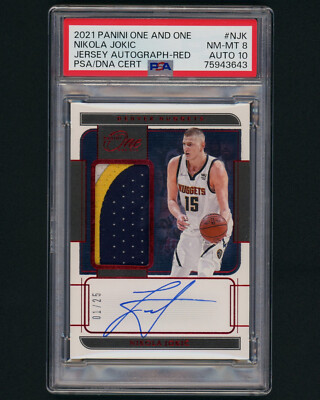 2021 Panini One And One Nikola Jokic Auto Patch /25 PSA Nm-Mt 8