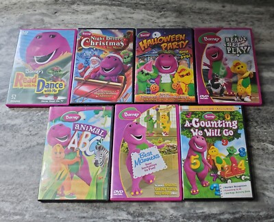 7 Barney Purple Dinosaur Friends DVD Halloween Party, Christmas