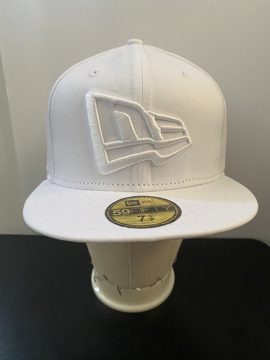 New Era Logo 7 1/2 59Fifty New Era Hat Fitted Cap Men White Brand