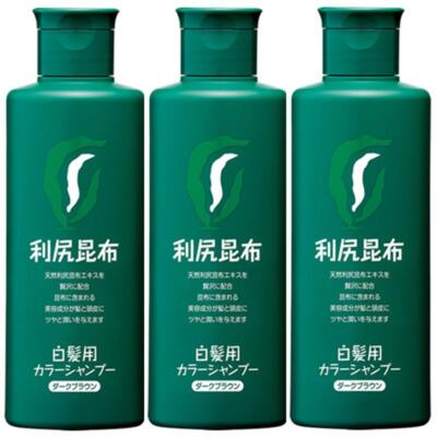 Rishiri Color Shampoo [Dark Brown] 200g 3-Piece Set for gray hair