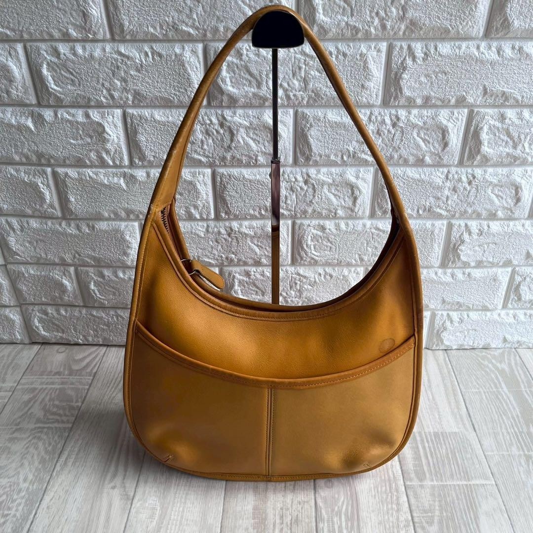 Vintage Coach Ergo Leather 9033 Shoulder Bag Mustard Yellow Made